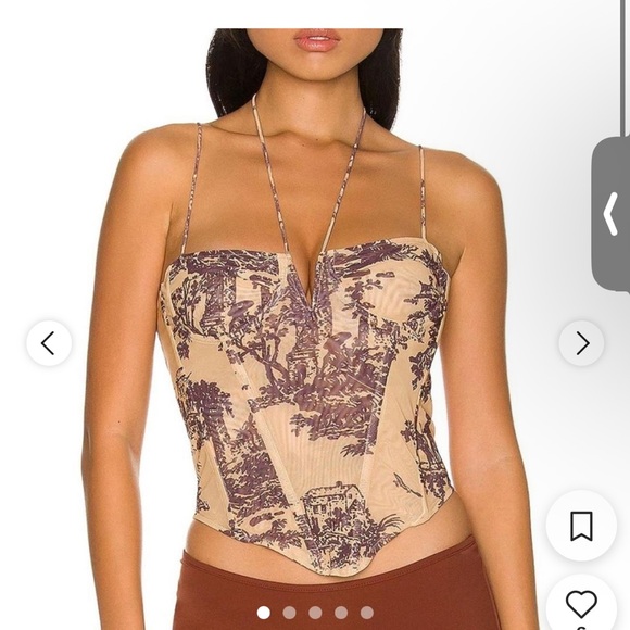 Miaou Tops - Miaou Brown and Gold Toile Aphex Corset Fitted Bustier Size L